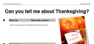 Can you tell me about Thanksgiving? (part 1)